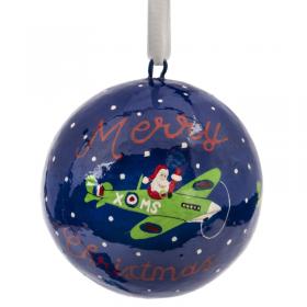 blue santa in a spitfire recycled christmas bauble fairtrade museum ww2 gifts IWM Shop